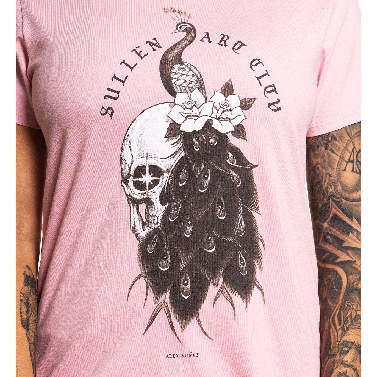 SULLEN CLOTHING PEACOCK CAMEO PINK LADIES SULLEN ANGELS T-SHIRT