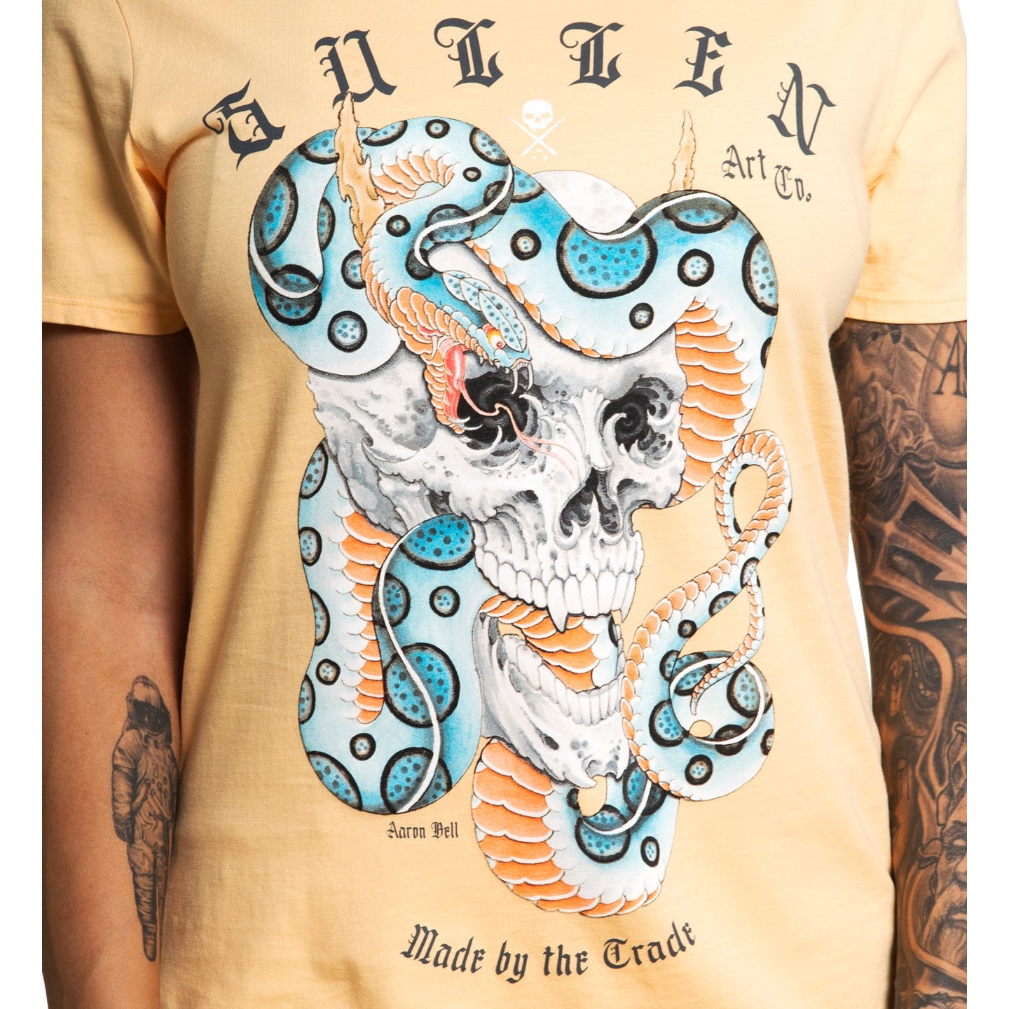 SULLEN CLOTHING SLATE SNAKE BUFF ORANGE LADIES SULLEN ANGELS T-SHIRT