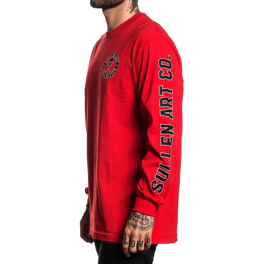 SULLEN CLOTHING BADGE OF HONOUR LONG SLEEVE RED T-SHIRT (L)