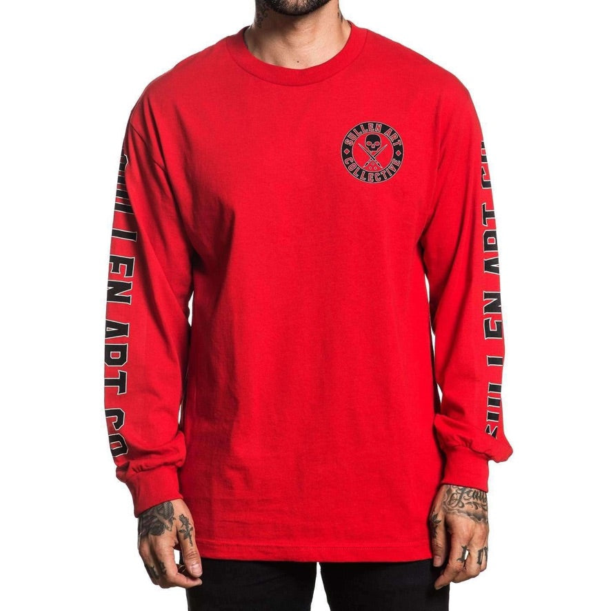 SULLEN CLOTHING BADGE OF HONOUR LONG SLEEVE RED T-SHIRT (L)