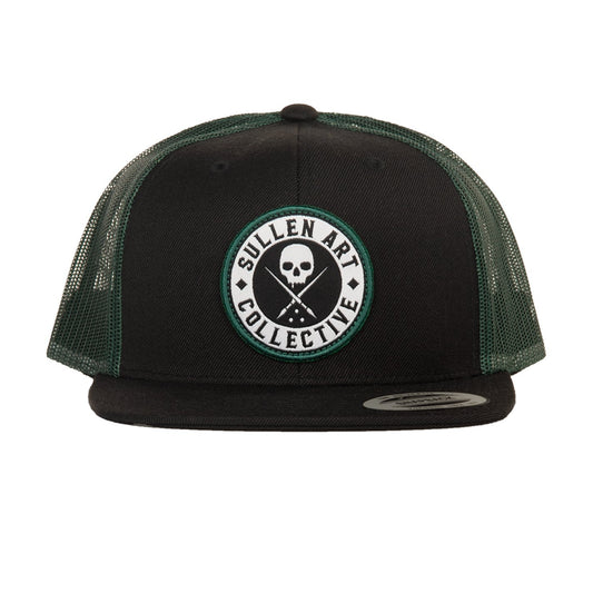 SULLEN CLOTHING BOH MESH BLACK & GREEN TRUCKER HAT SNAPBACK CAP