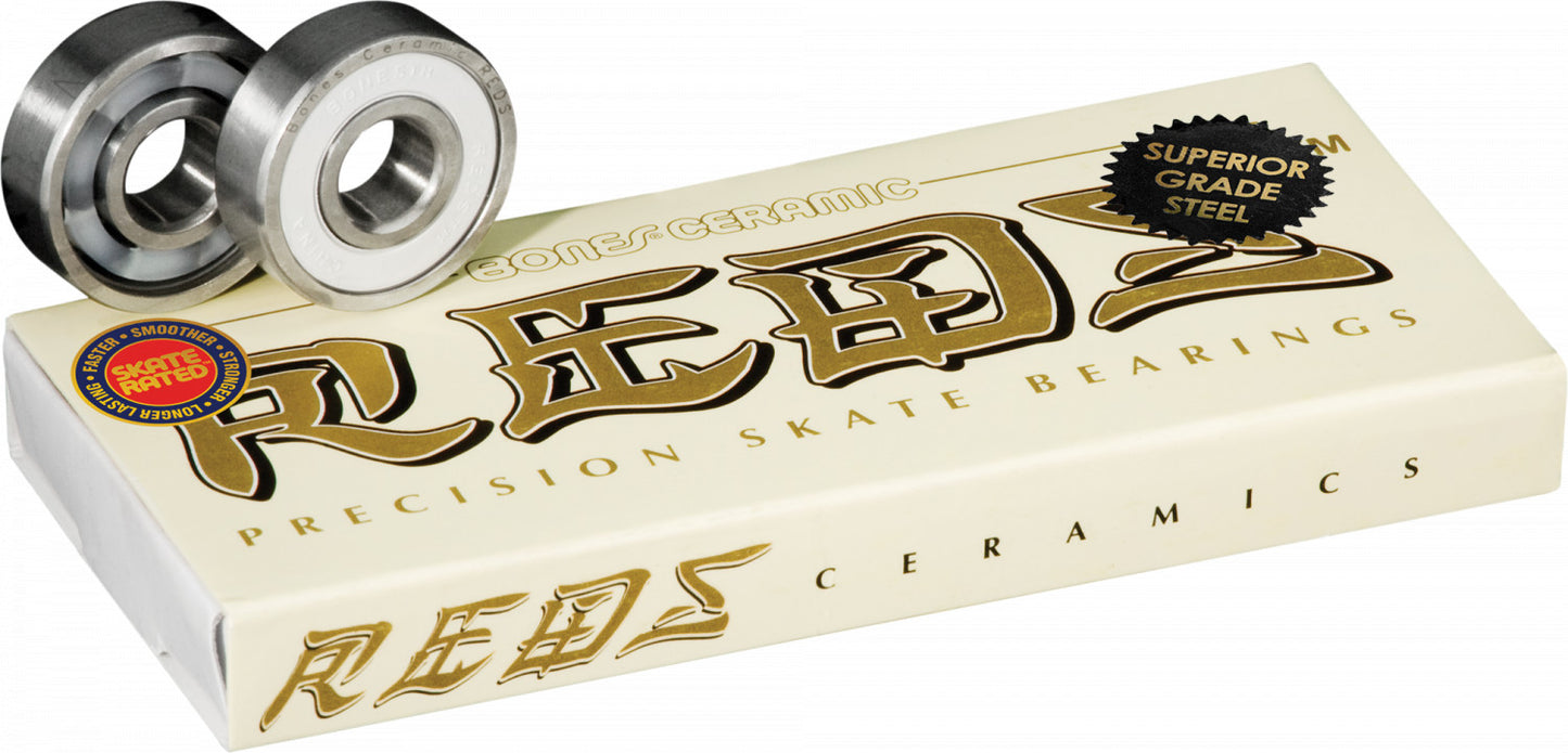 Bones Ceramic Super REDS Skateboard Bearings (8 in pack)