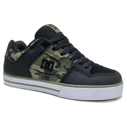 DC SHOES PURE BLACK CAMO PRINT TRAINERS (UK 8)