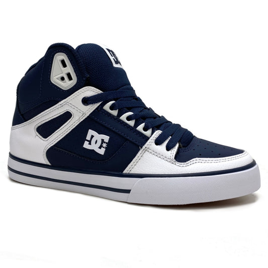 DC SHOES PURE HIGH TOP WC DC NAVY & WHITE TRAINERS