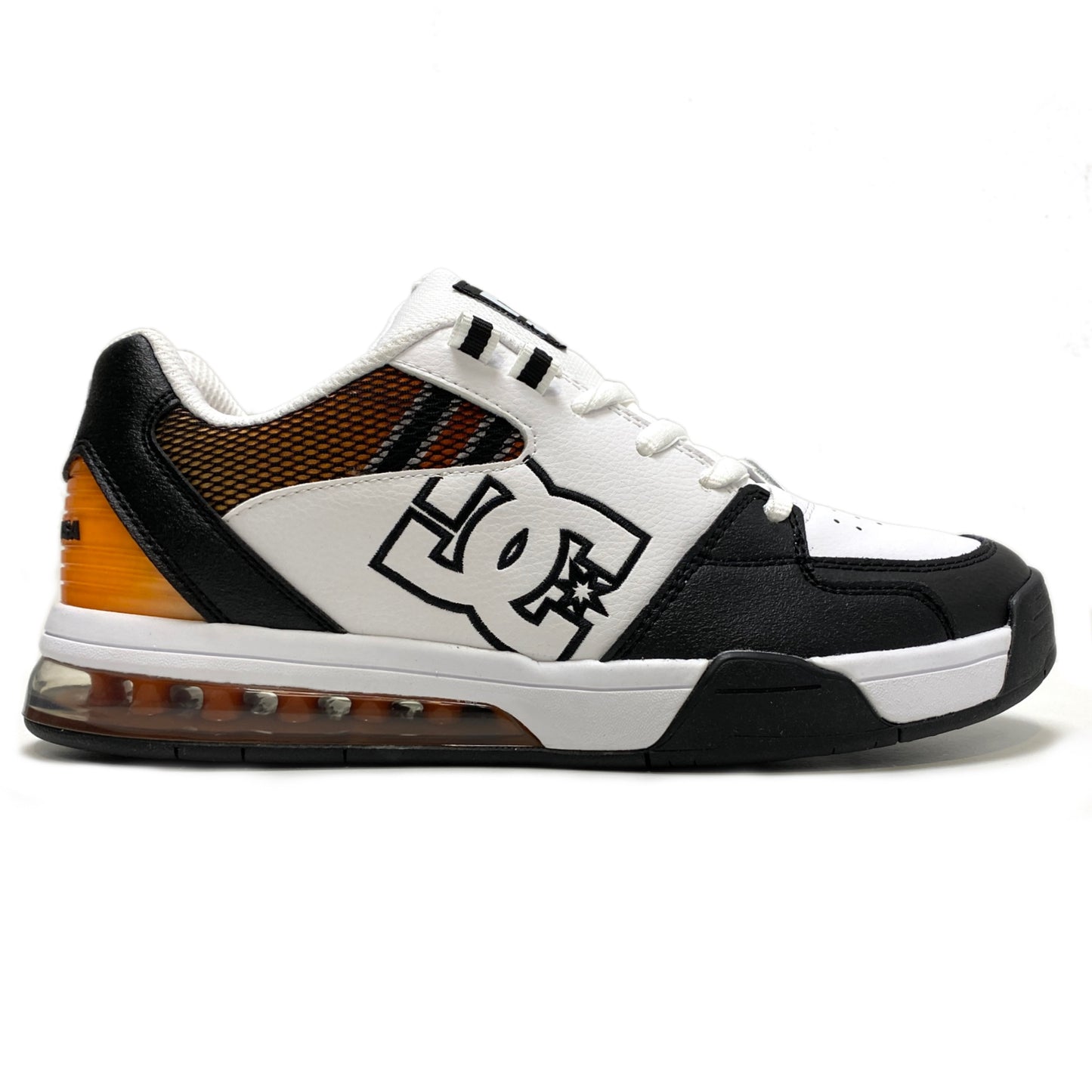 DC SHOES VERSATILE WHITE BLACK & ORANGE TRAINERS (UK 8)