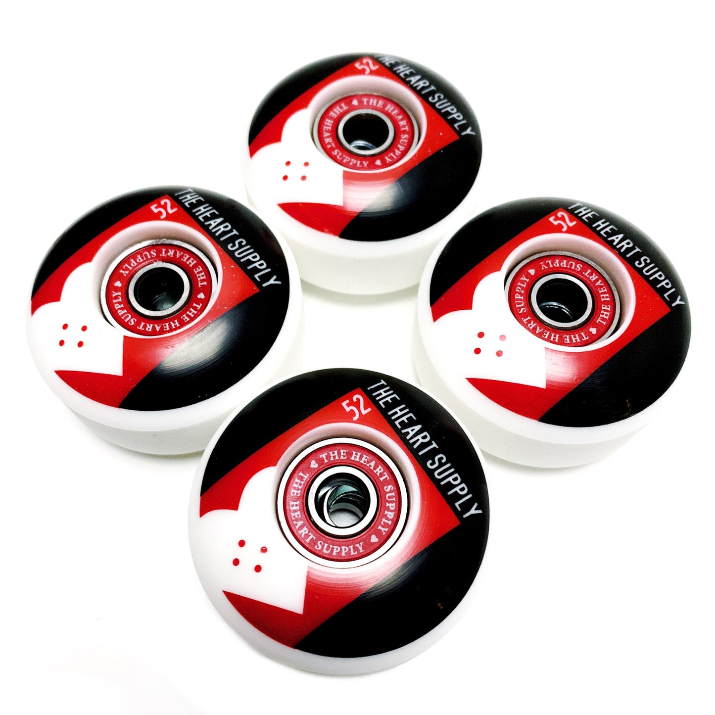 Heart Supply Even Red 52mm 99a Abec 7 Bearing & Wheel Combo Pack