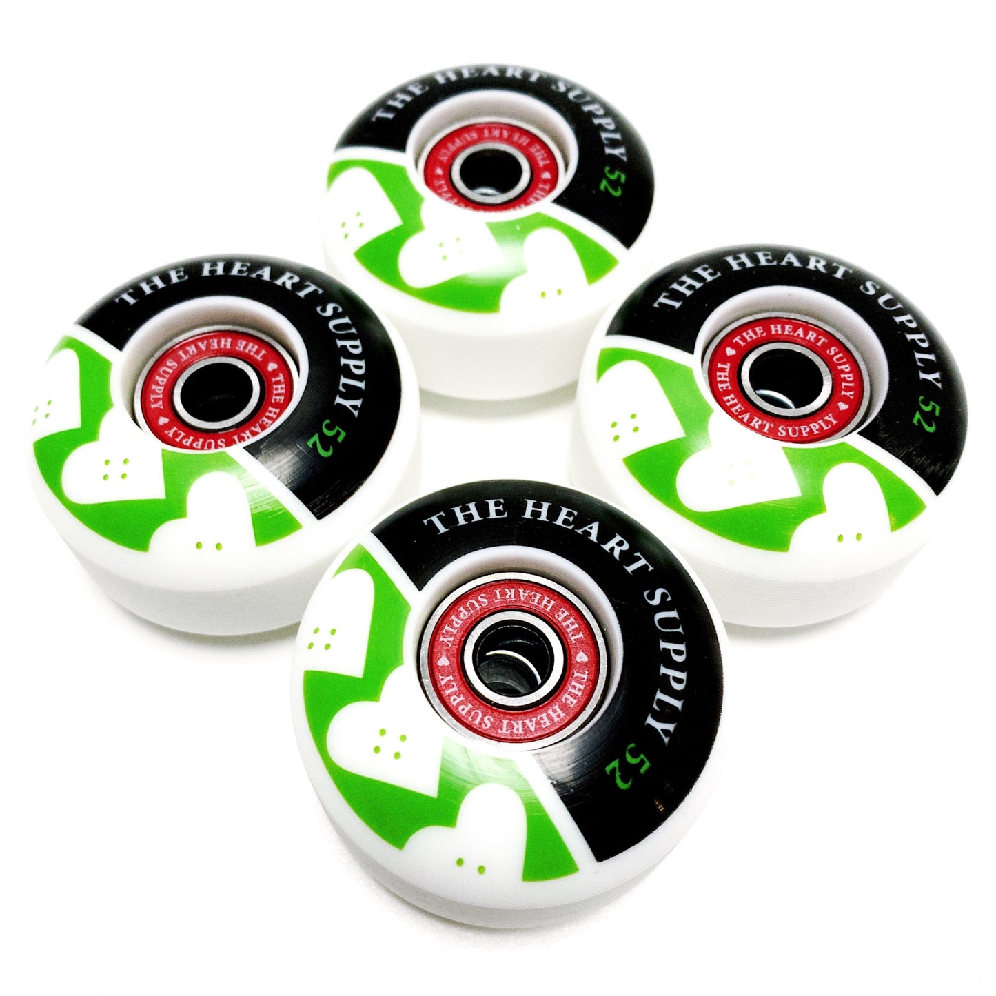 Heart Supply Squad Green 52mm 99a Abec 7 Bearing & Wheel Combo Pack