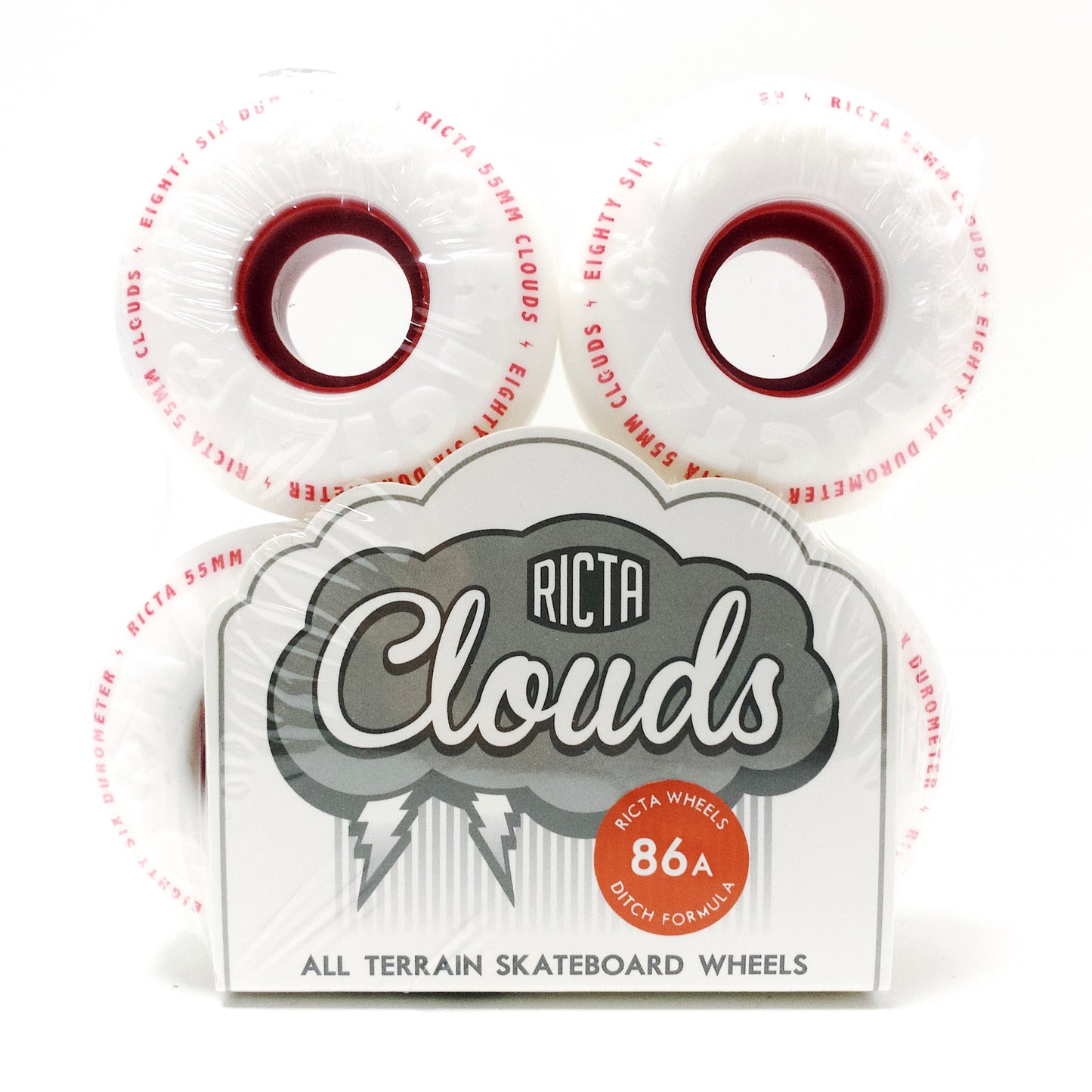 RICTA 55MM CLOUDS RED 86A SKATEBOARD WHEELS