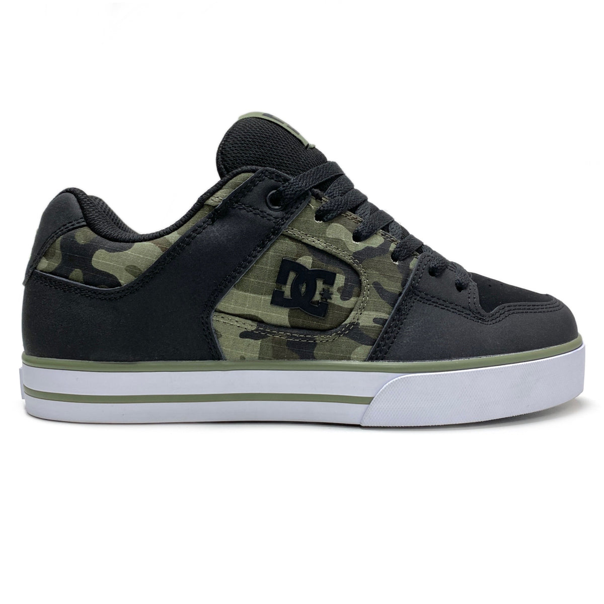 DC SHOES PURE BLACK CAMO PRINT TRAINERS (UK 8)