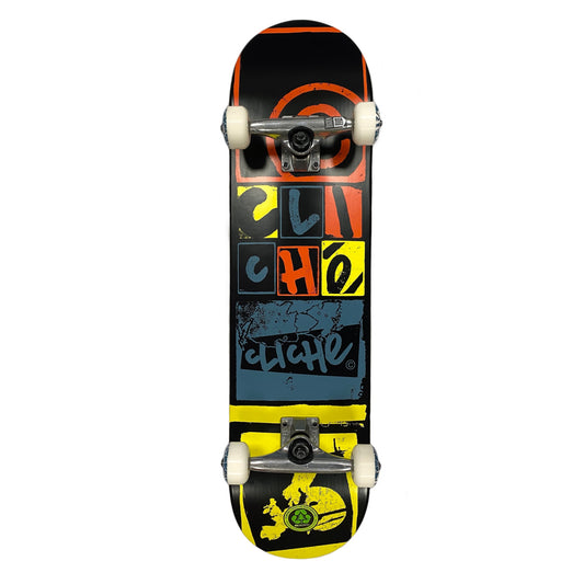 Cliche Letter Press FP Black Skateboard Complete (8")