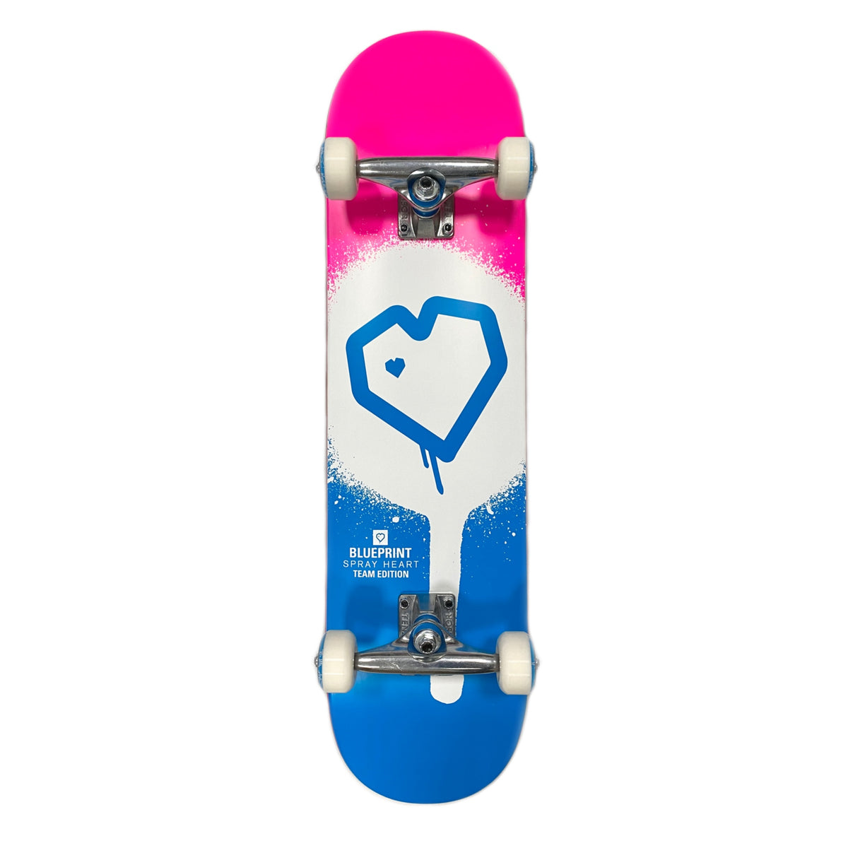 BLUEPRINT SPRAY HEART BLUE & PINK COMPLETE SKATEBOARD 7.75"