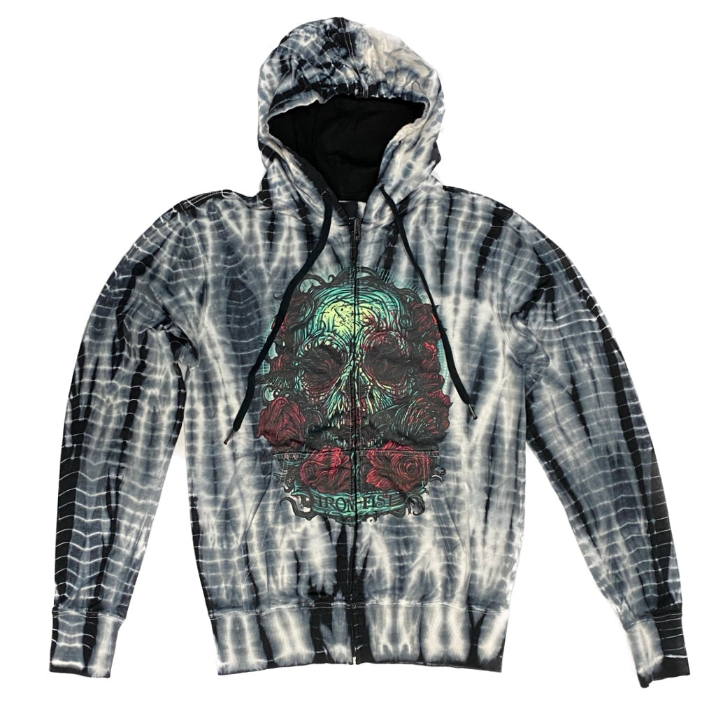IRON FIST SANTERIA BLACK TIE DYE MEN'S ZIPPER HOODIE