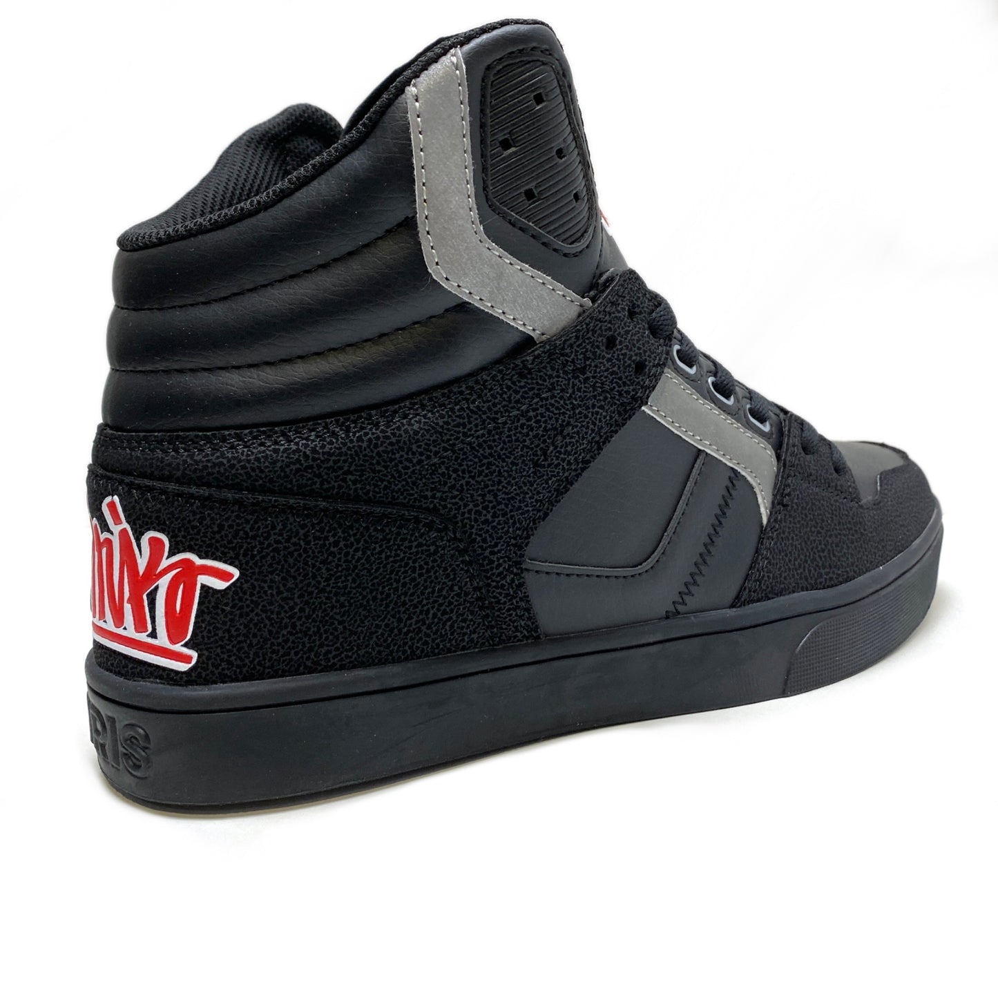 OSIRIS SHOES CLONE BLACK RED SILVER TRAINERS (UK 10)