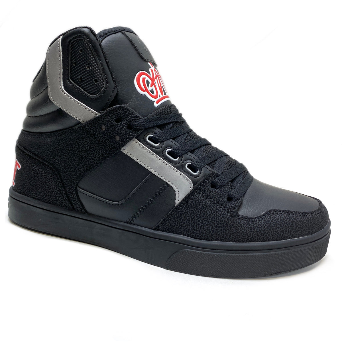 OSIRIS SHOES CLONE BLACK RED SILVER TRAINERS (UK 10)