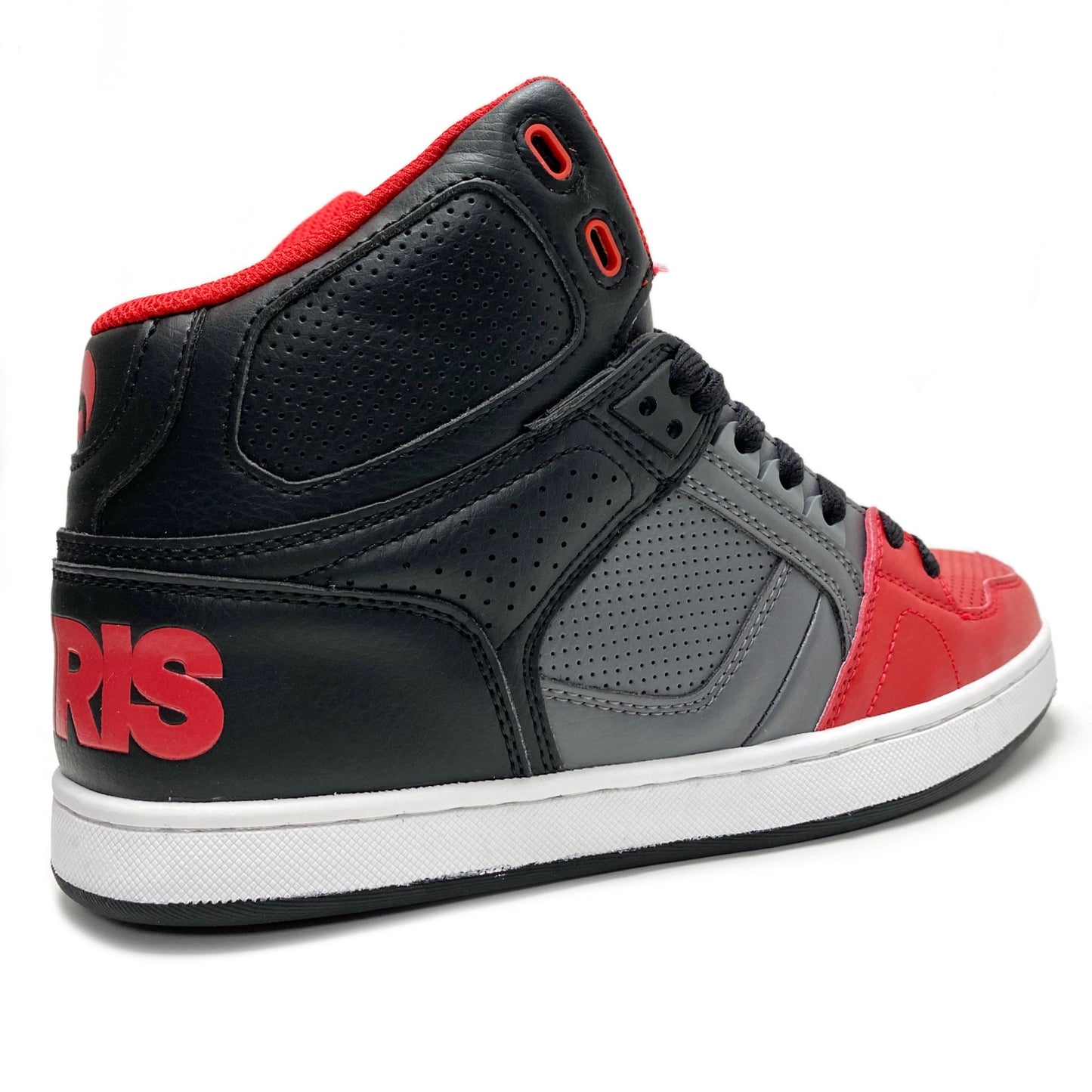 OSIRIS SHOES NYC 83 CLK BLACK RED & GREY TRAINERS (UK 8 EUR 42)