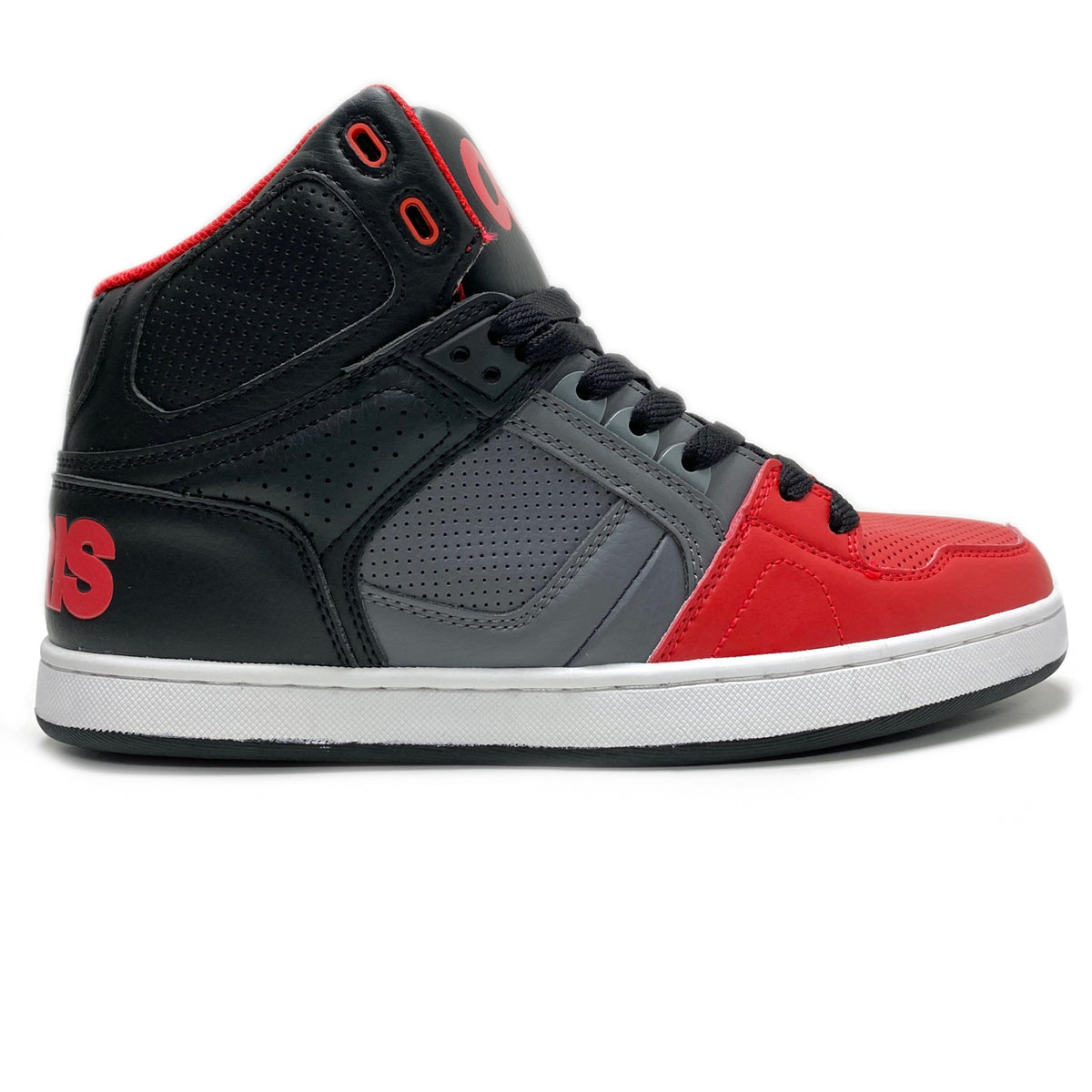 OSIRIS SHOES NYC 83 CLK BLACK RED & GREY TRAINERS (UK 8 EUR 42)