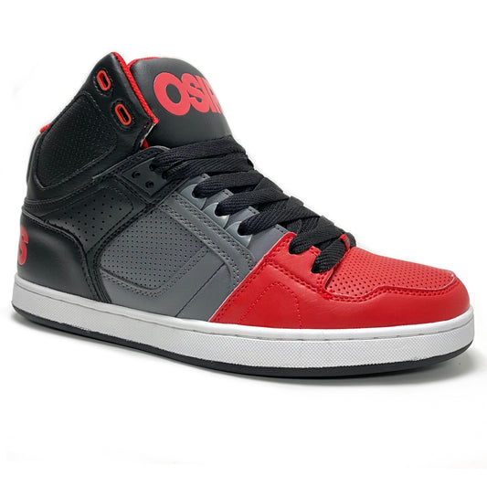 OSIRIS SHOES NYC 83 CLK BLACK RED & GREY TRAINERS (UK 8 EUR 42)