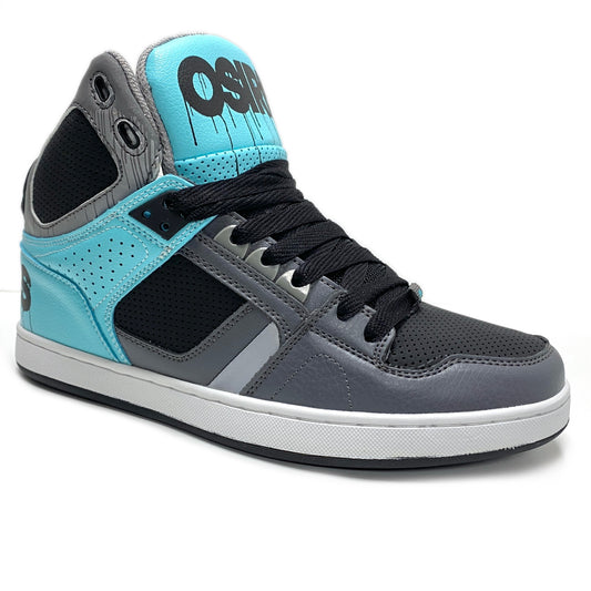 OSIRIS SHOES NYC 83 CLK BLACK TEAL DRIPS TRAINERS (UK 8)