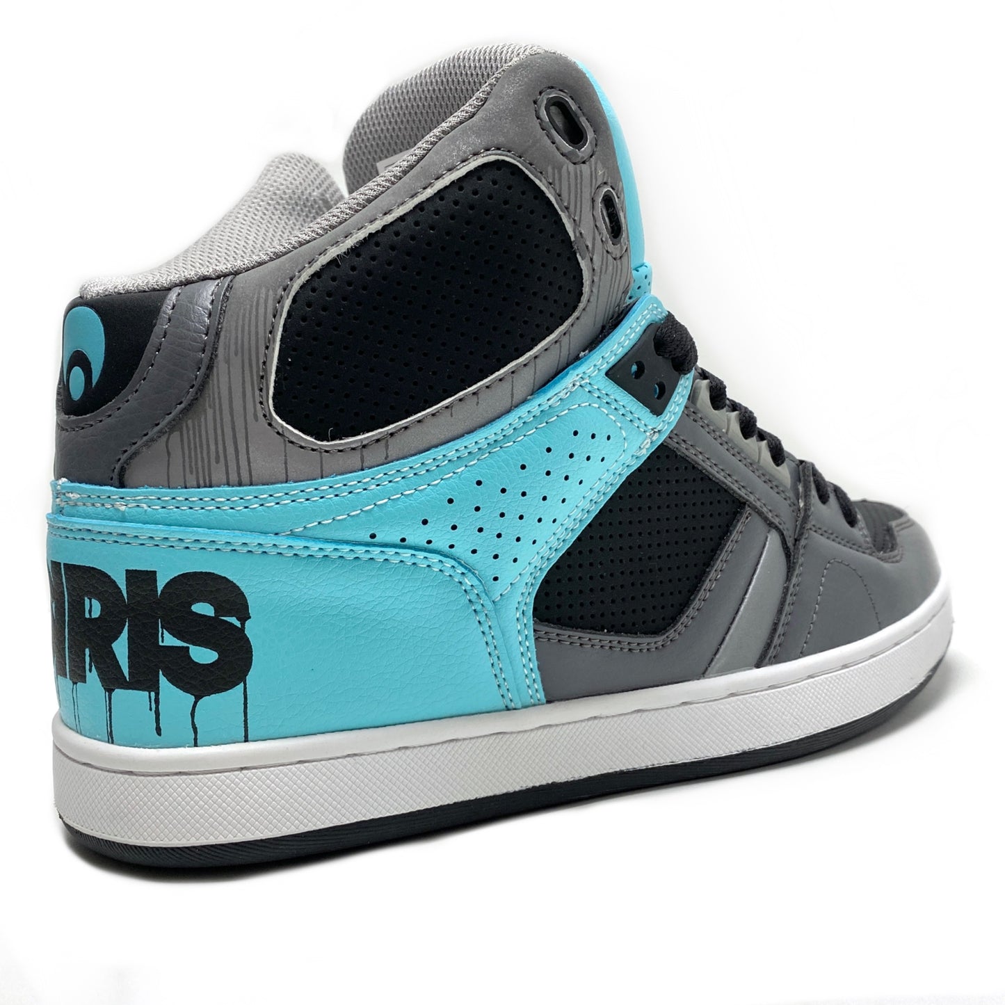 OSIRIS SHOES NYC 83 CLK BLACK TEAL DRIPS TRAINERS (UK 8)