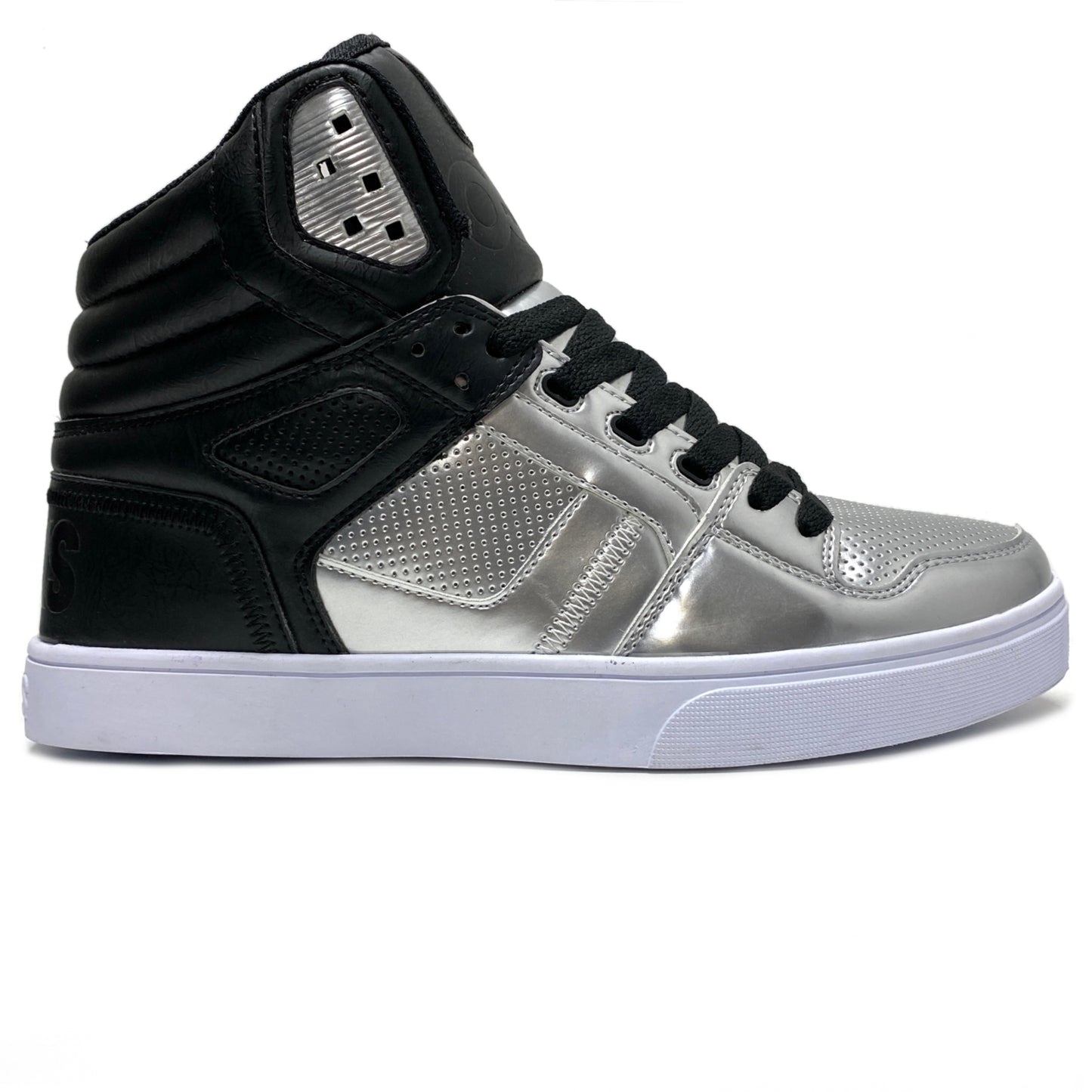 OSIRIS SHOES CLONE BLACK & SILVER TRAINERS (UK 8 )