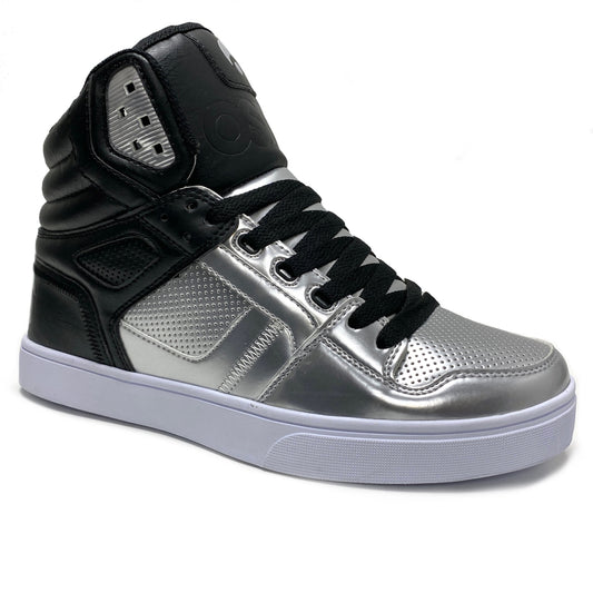 OSIRIS SHOES CLONE BLACK & SILVER TRAINERS (UK 8 )