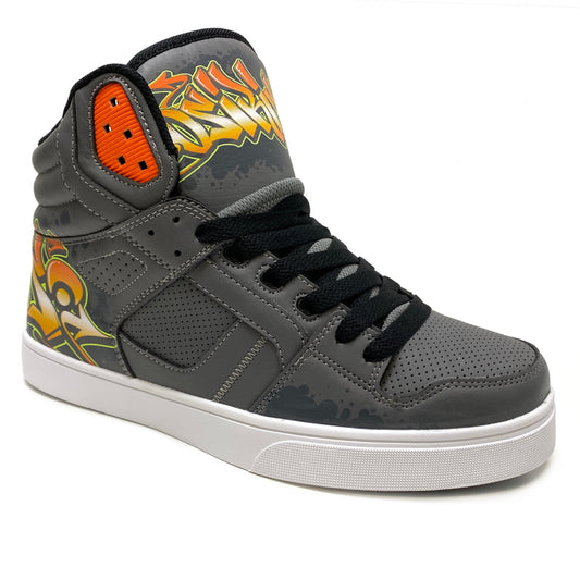 OSIRIS SHOES CLONE SWEYDA SILVER CHARCOAL GREY ORANGE TRAINERS (UK 8)