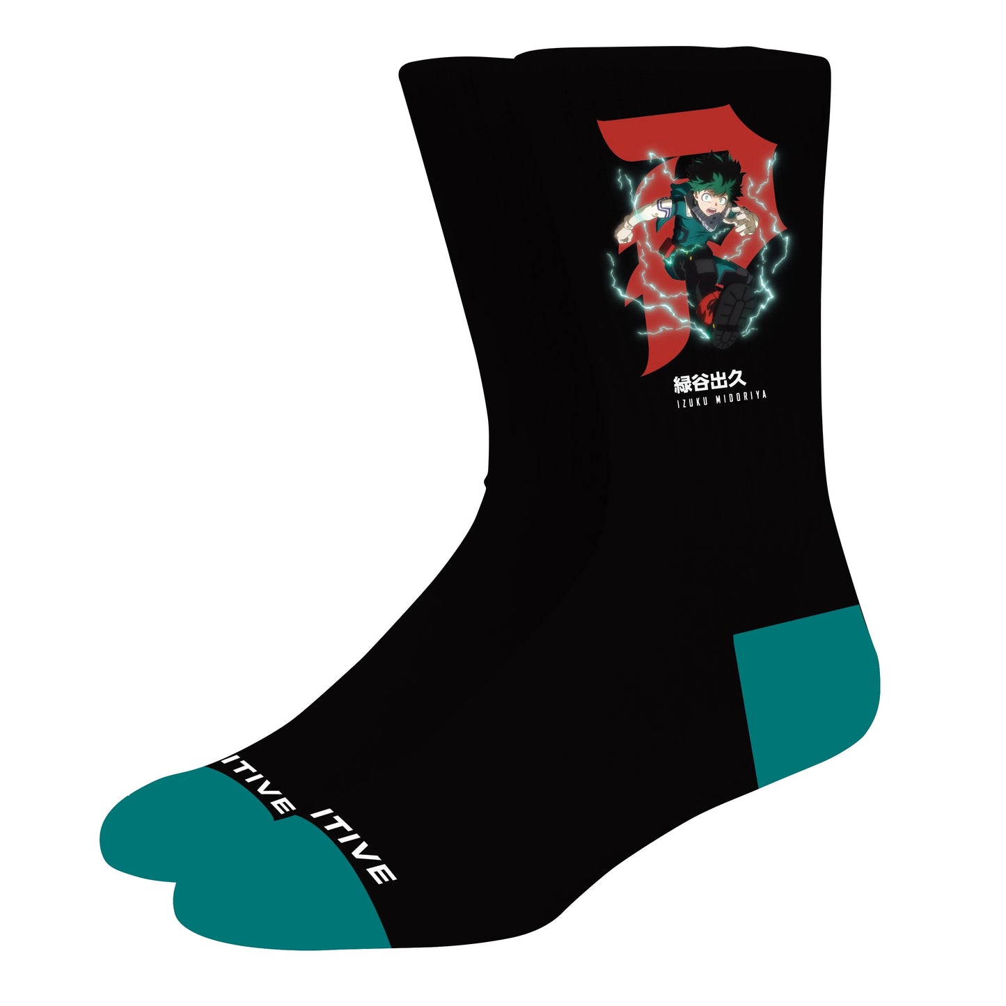 MY HERO ACADEMIA X PRIMITIVE IZUKU MIDORIYA BLACK & GREEN SOCKS (ONE SIZE)