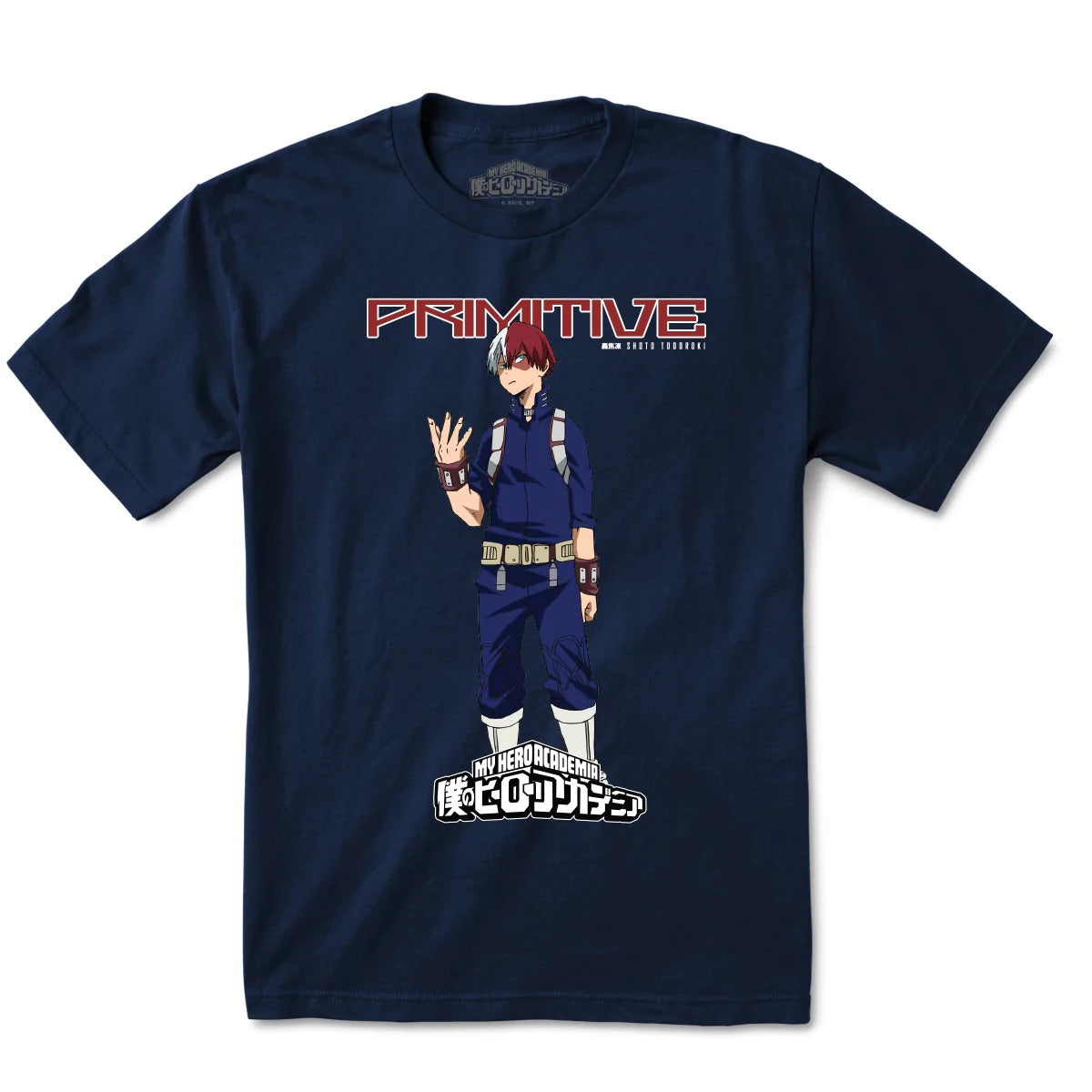 MY HERO ACADEMIA X PRIMITIVE SHOTO TODOROKI NAVY T-SHIRT