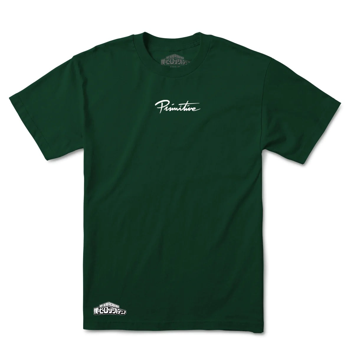 MY HERO ACADEMIA X PRIMITIVE DIRTY P KATSUKI BAKUGO FOREST GREEN T-SHIRT