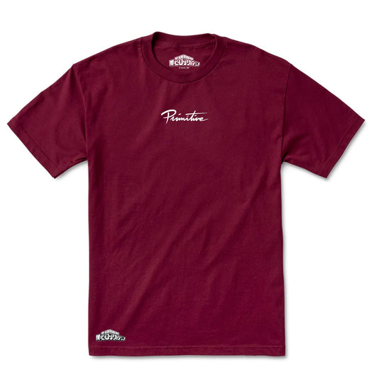 MY HERO ACADEMIA X PRIMITIVE DIRTY P IZUKU MIDORIYA BURGUNDY T-SHIRT