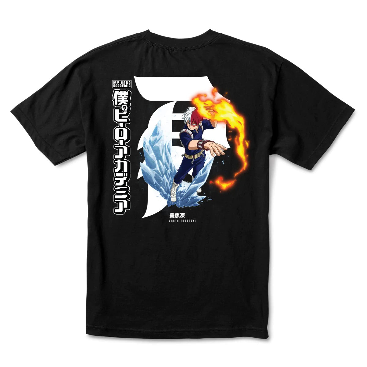 MY HERO ACADEMIA X PRIMITIVE DIRTY P SHOTO TODOROKI BLACK T-SHIRT