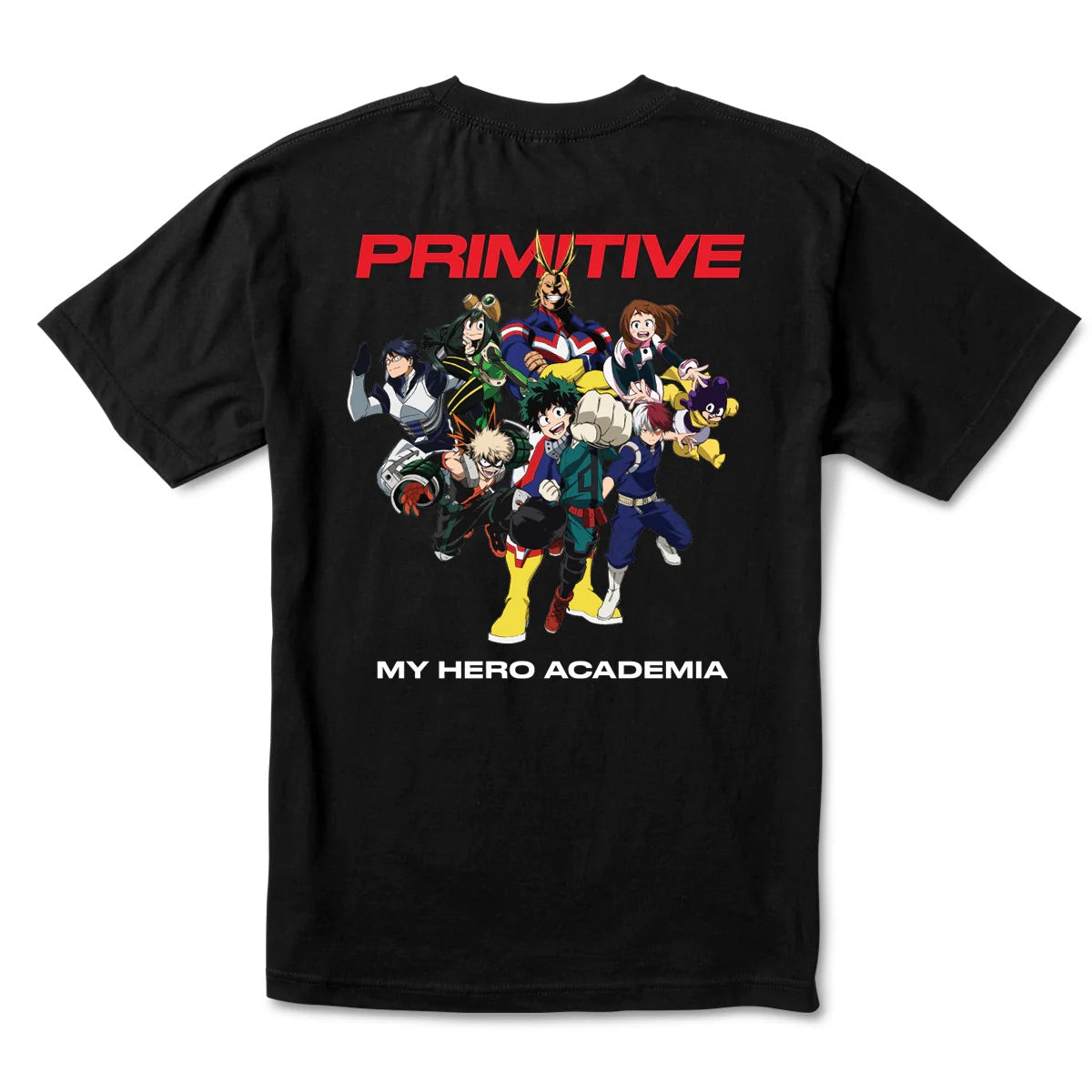 MY HERO ACADEMIA X PRIMITIVE BLACK T-SHIRT WITH BACK PRINT