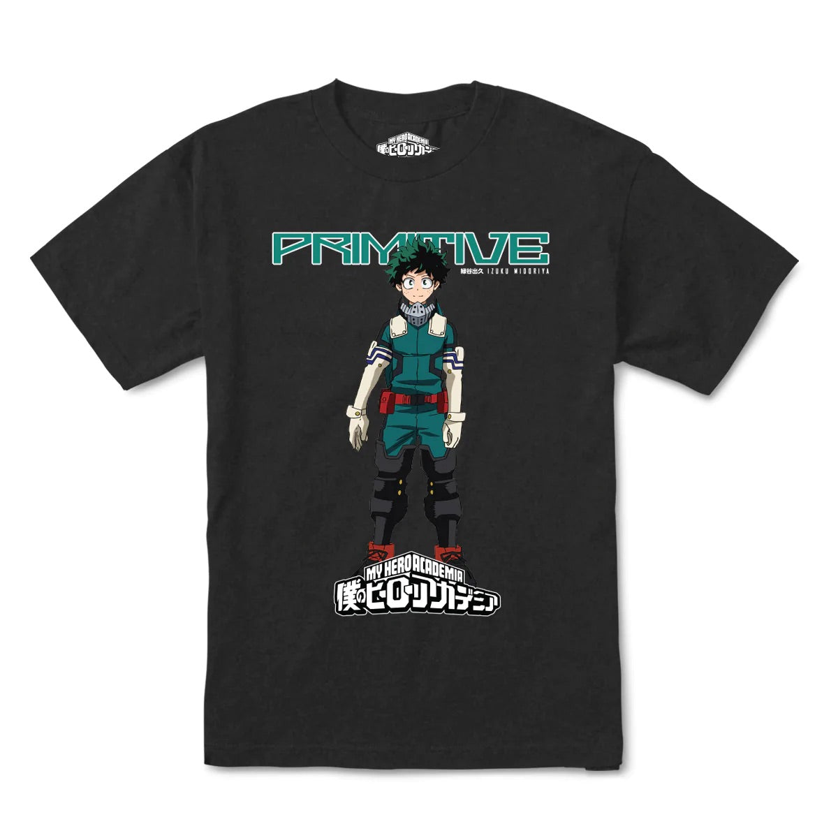 MY HERO ACADEMIA X PRIMITIVE IZUKU MIDORIYA WASHED BLACK T-SHIRT