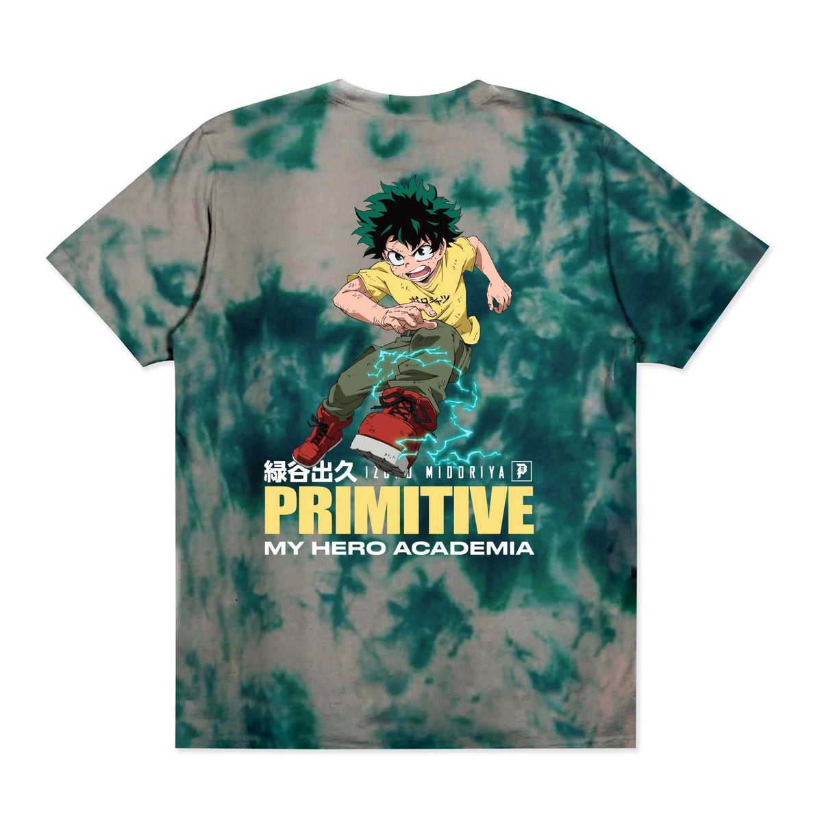 MY HERO ACADEMIA X PRIMITIVE FULL COWL TIEDYE GREEN T-SHIRT
