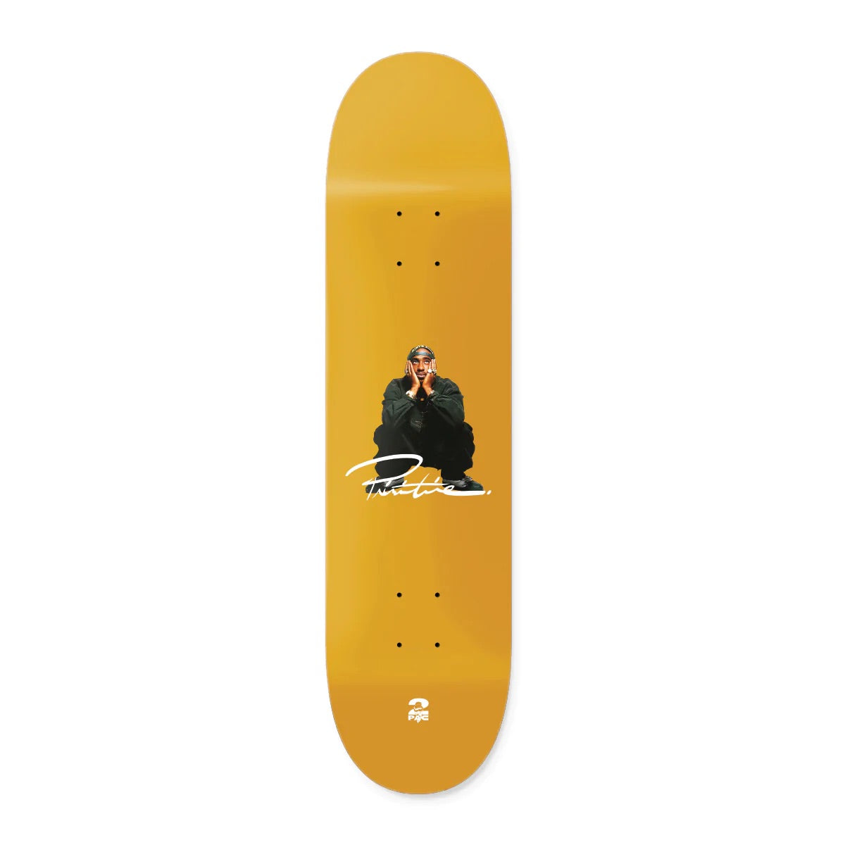 PRIMITIVE X TUPAC SHAKUR YELLOW SKATEBOARD DECK 8.38"