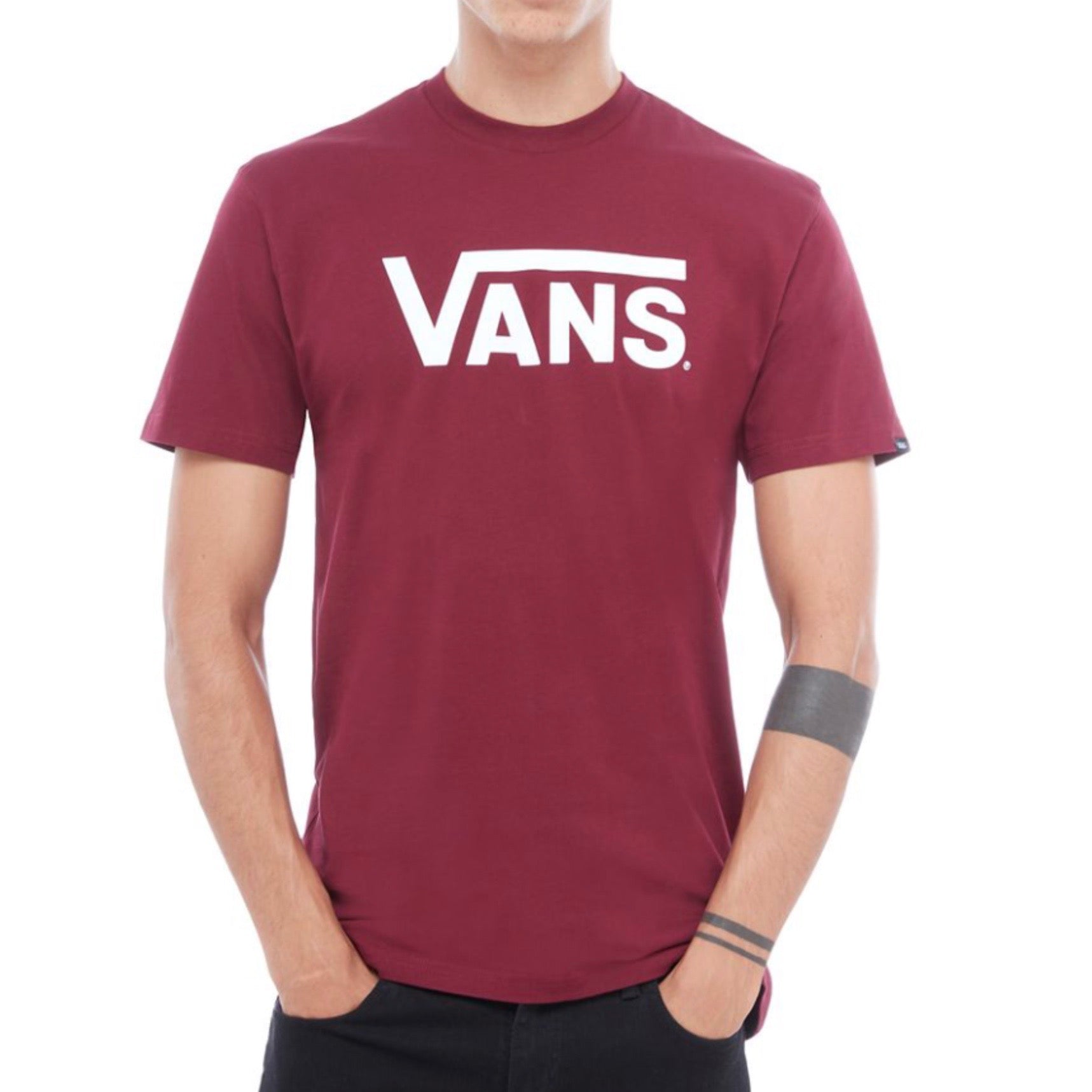 Vans Classic Logo Burgundy White T Shirt - Main Image