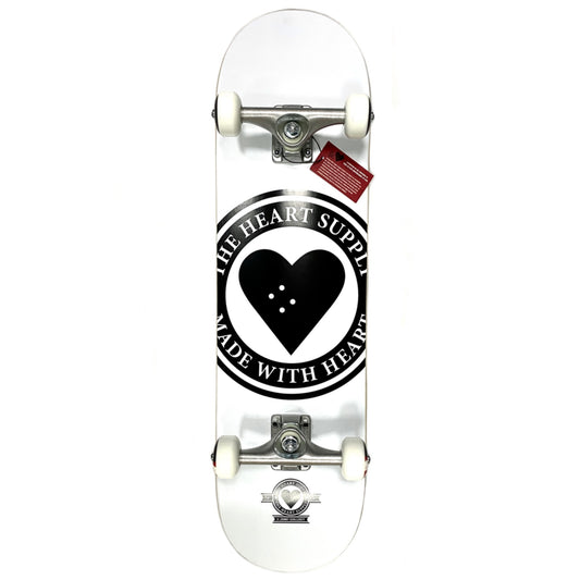 The Heart Supply Badge Logo White Complete Skateboard (8.25”)