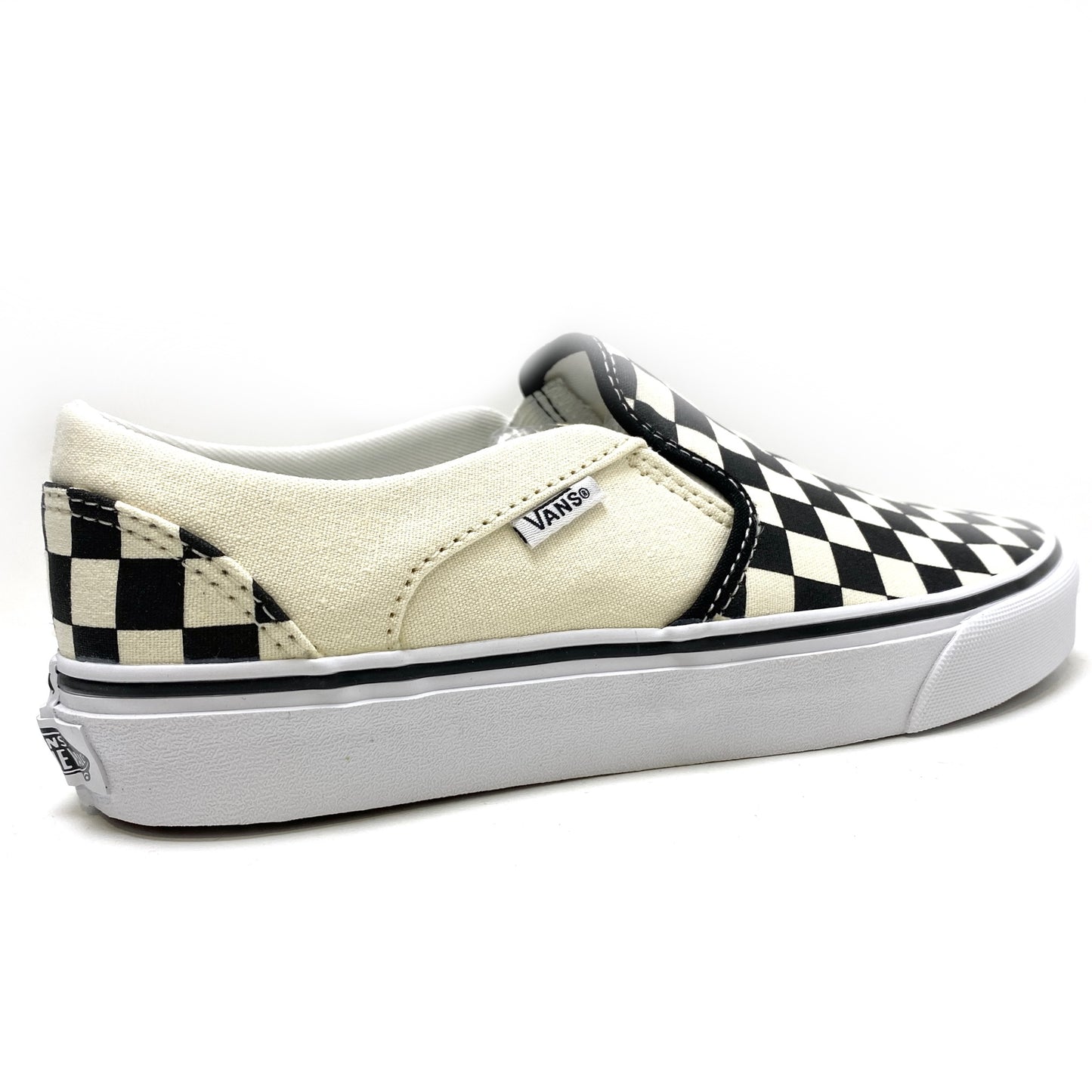 VANS ASHER SLIP ON CHECKERBOARD BLACK & WHITE UNISEX TRAINERS
