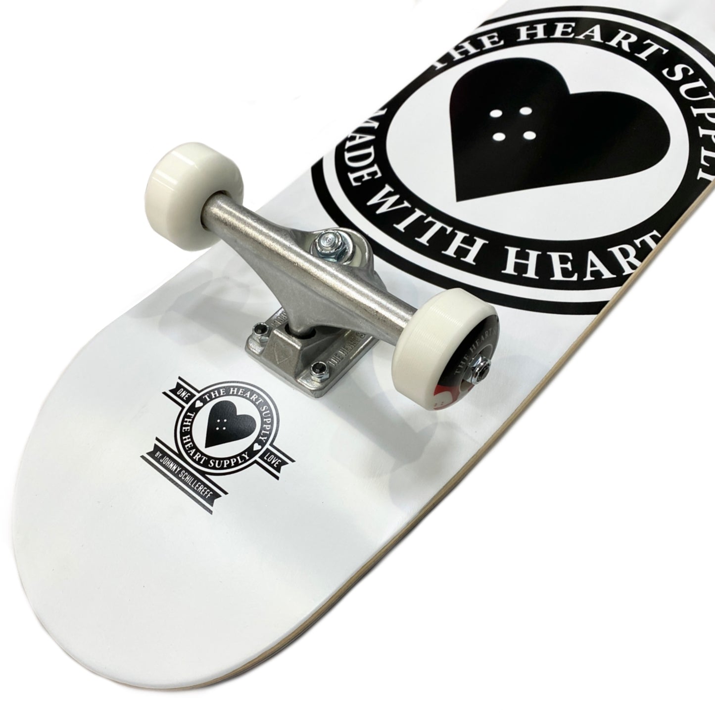 The Heart Supply Badge Logo White Complete Skateboard (8.25”)