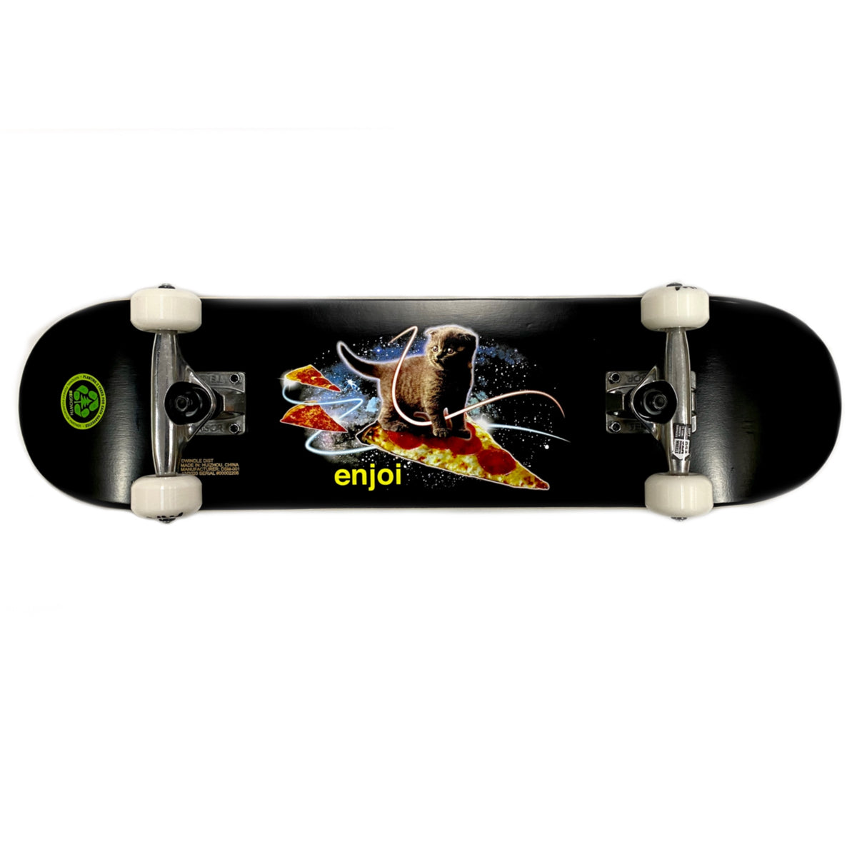 Enjoi Pizza Kitten Youth FP Complete Skateboard Black 7.25"