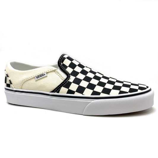 VANS ASHER SLIP ON CHECKERBOARD BLACK & WHITE UNISEX TRAINERS