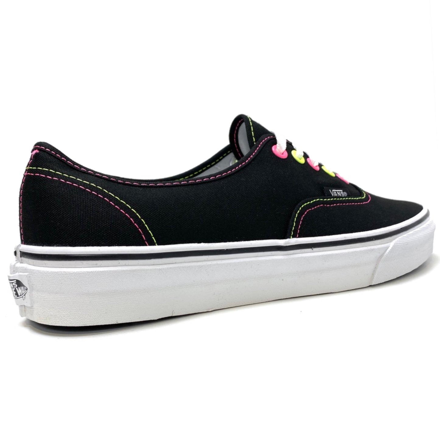 VANS AUTHENTIC (NEON) BLACK PINK YELLOW CANVAS UNISEX TRAINERS (UK 8 EUR 42)