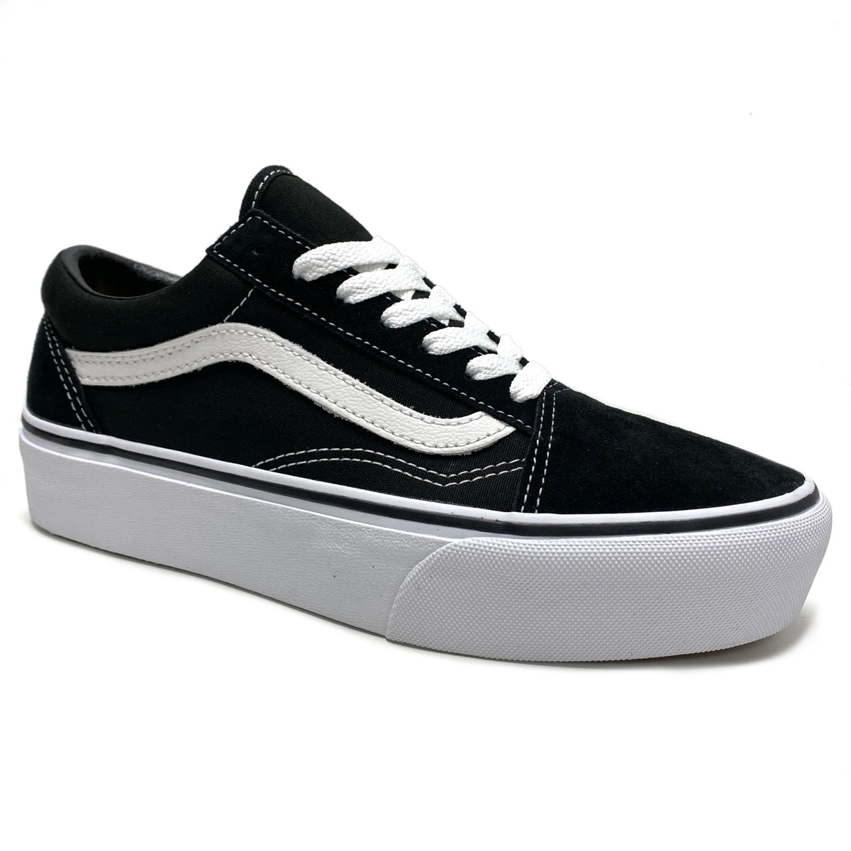 VANS OLD SKOOL PLATFORM BLACK & WHITE TRAINERS UK 4 Only