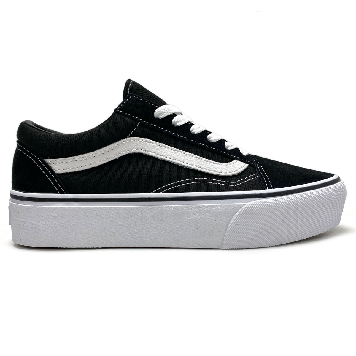 VANS OLD SKOOL PLATFORM BLACK & WHITE TRAINERS UK 4 Only