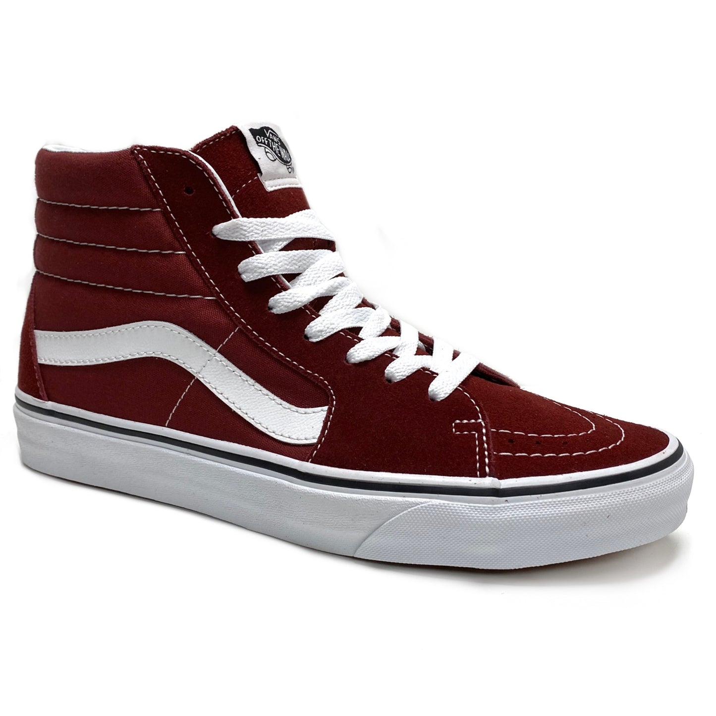 VANS SK8-HI MADDER BROWN TRUE WHITE UNISEX TRAINERS (UK 4 EUR 36.5)