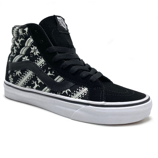 VANS SK8-HI REISSUE FAIR ISlE BLACK & WHITE TRAINERS