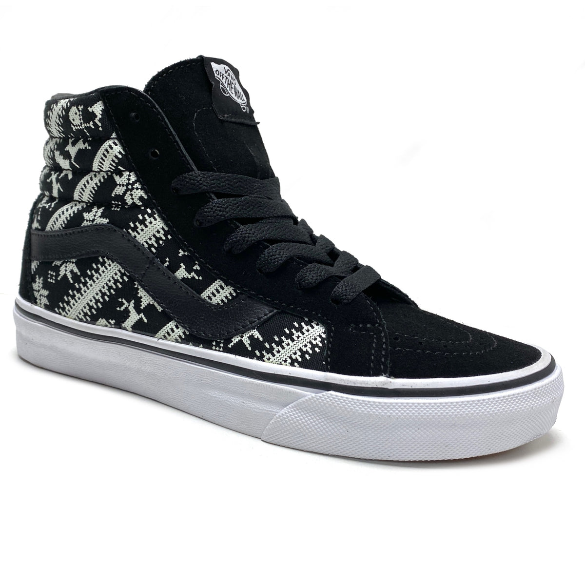 VANS SK8-HI REISSUE FAIR ISlE BLACK & WHITE TRAINERS