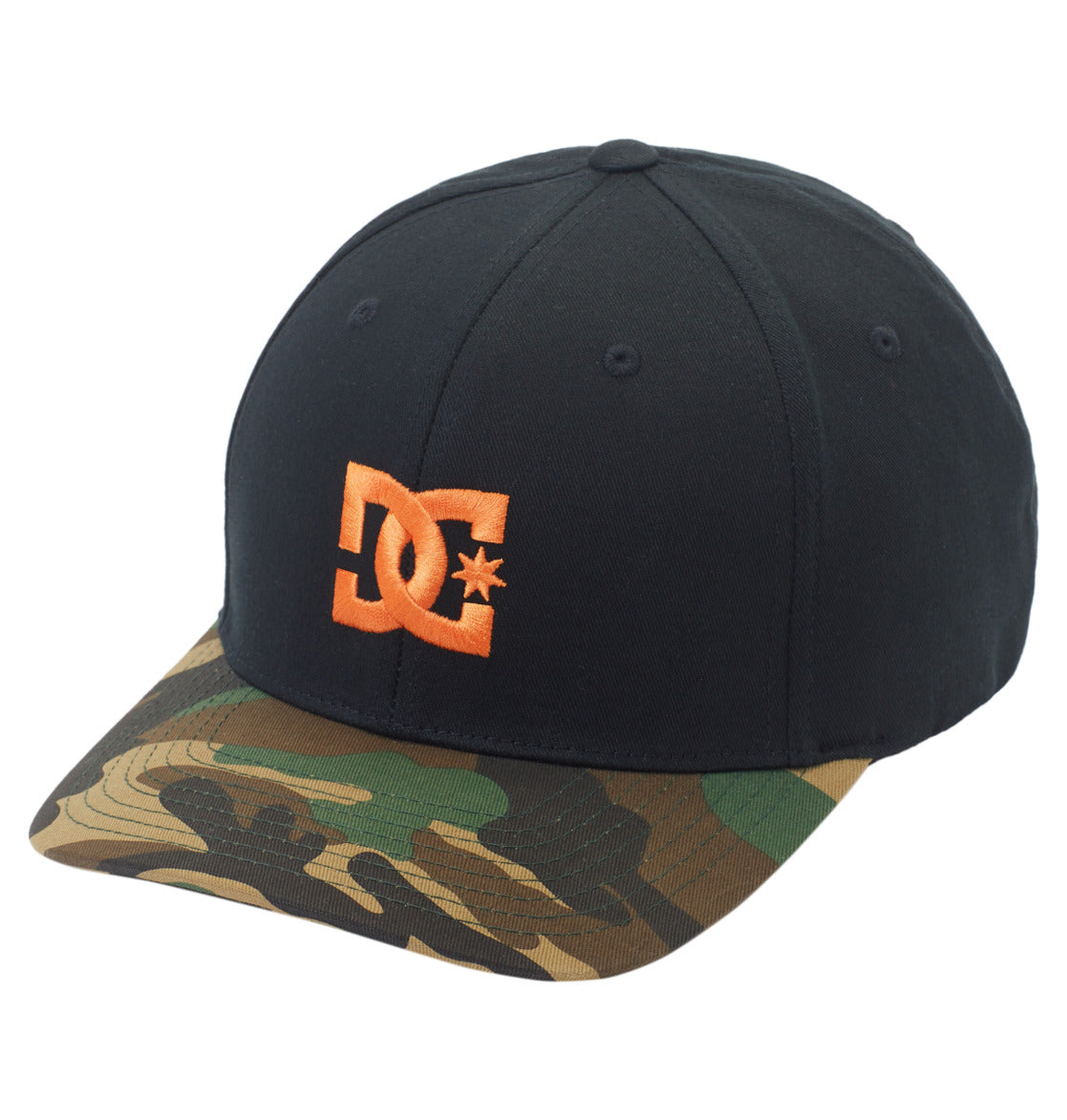 DC SHOES CAP STAR BLACK & ORANGE FLEXFIT CAP
