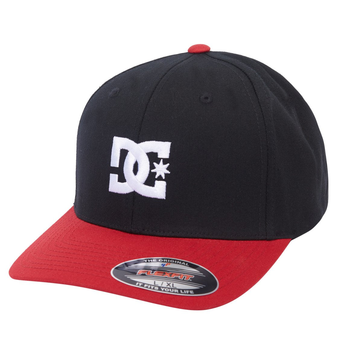 DC SHOES CAP STAR BLACK & RED FLEXFIT CAP