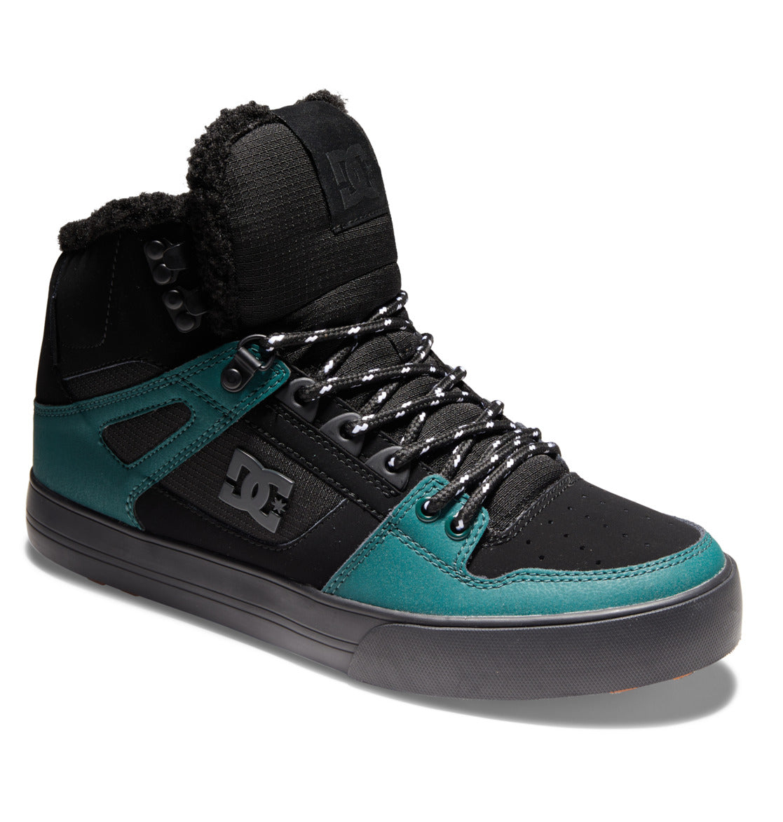 DC SHOES PURE HIGH TOP WC WNT BLACK BLACK GREEN WINTER TRAINERS (UK 8 EUR 42)